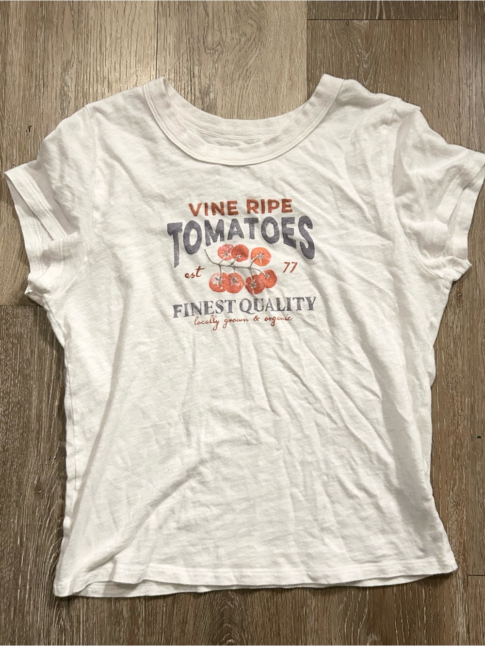 American Eagle White 'Vine Ripe Tomatoes' Graphic Tee - Women's Casual Top